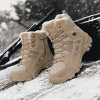 Men's High-Top Double-Sided Fleece Tactical Boots, Outdoor Military-Style Combat Boots, Insulated Training Boots, Special Forces Hiking Boots