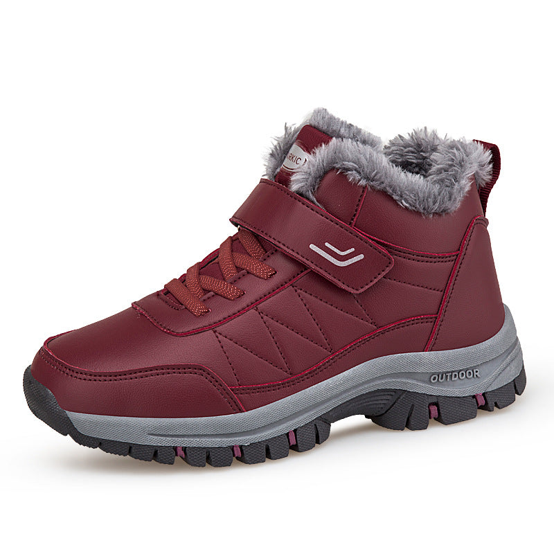 Winter Plus-Size Casual Cotton Shoes, Fleece-Lined Warm Outdoor Hiking Shoes, Waterproof and Non-Slip Men's Snow Boots