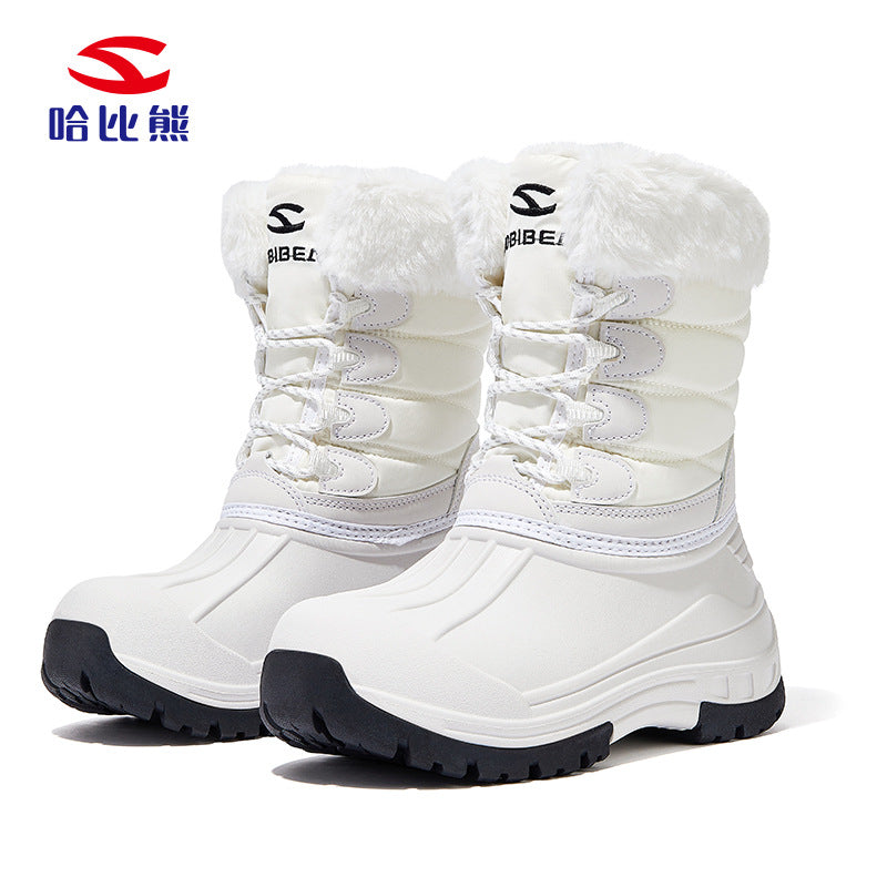 Habi Bear Winter Men's Snow Boots, Long-Pile Fleece, Warm Cotton Boots, Women's Outdoor Thick-Fleece Oversized Boots