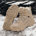 Men's High-Top Double-Sided Fleece Tactical Boots, Outdoor Military-Style Combat Boots, Insulated Training Boots, Special Forces Hiking Boots