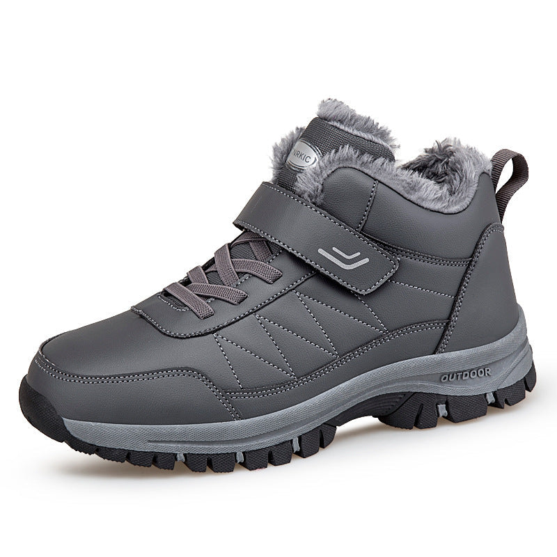 Winter Plus-Size Casual Cotton Shoes, Fleece-Lined Warm Outdoor Hiking Shoes, Waterproof and Non-Slip Men's Snow Boots