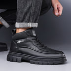 Men's High-Top Cotton Shoes 2026: New Winter Collection—Men's Outdoor Fleece-Lined, Warm Dr. Martens-Style Boots, Trendy, Non-Slip Work Boots