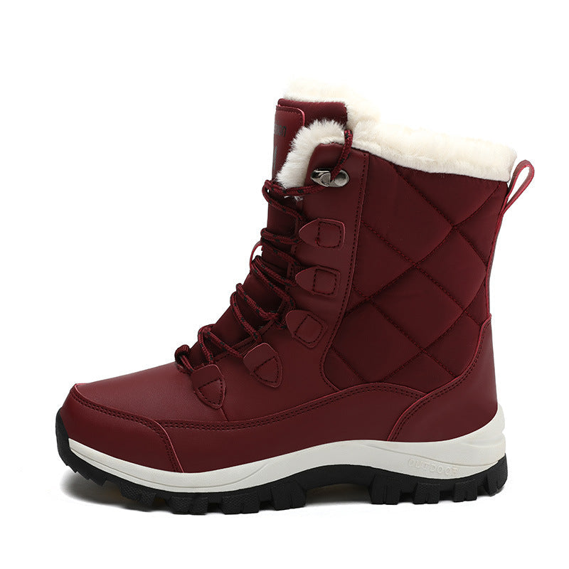 Men's and Women's Snow Boots: New Fall/Winter High-Top Warm Outdoor Cotton Boots with Fleece Lining, Extra-Thick, and Plus Sizes