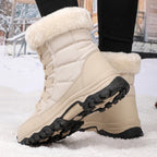 Men's and Women's Snow Boots: New Fall/Winter High-Top Warm Outdoor Cotton Boots with Fleece Lining, Extra-Thick, and Plus Sizes