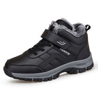 Winter Plus-Size Casual Cotton Shoes, Fleece-Lined Warm Outdoor Hiking Shoes, Waterproof and Non-Slip Men's Snow Boots